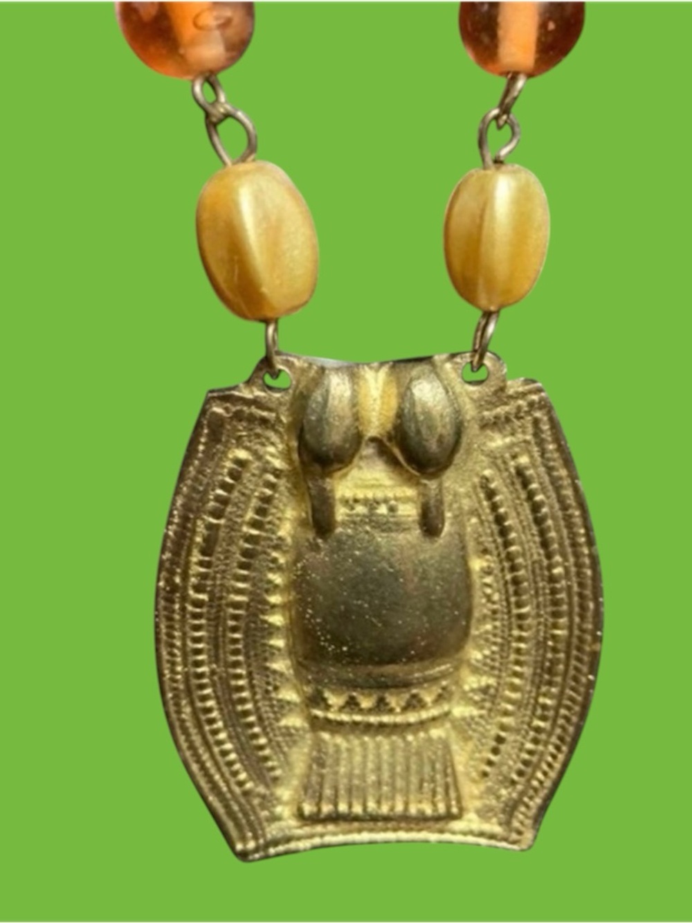 Egyptian design  Brass amulet necklace beads